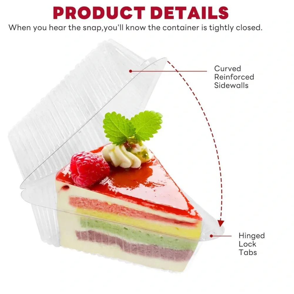 200 Pcs Individual Cake Slice Containers